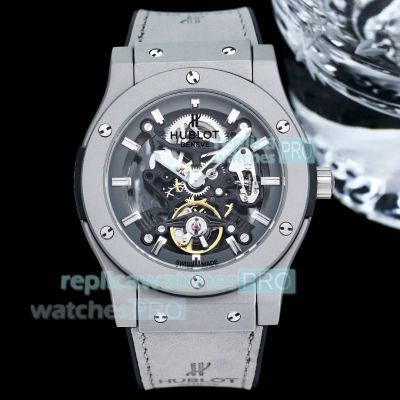 High Quality Copy Hublot Big Bang Skeleton Dial Grey Men's Watch 45mm